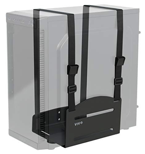 Image of VIVO Universal PC Wall Mount, Adjustable Steel Bracket, Computer Case, Open Frame CPU Strap Holder, Black, MOUNT-PC03V