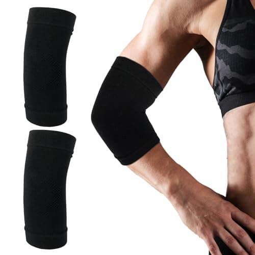 Image of COMNICO Elbow Brace Compression Sleeve Nylon Tennis Golfers Elbow Joint Support Sports Protection Arm Support Sleeves Pain Relief Pads for Women Men (Black)