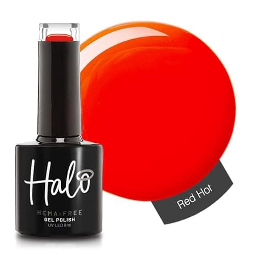Image of Halo Gel Polish 8ml - Red Hot. UV/LED Gel Nail Polish, Long Lasting & Easy To Apply. Nail Art Colours For Manicure & Pedicure. Gel Polish For Professional & Home Use.