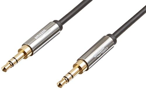 Image of Amazon Basics 3.5mm Auxiliary Audio Cable for Stereo Speaker or Subwoofer with Gold-Plated Plugs, 1.2 m, Black