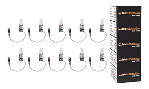 Image of Tek Automotive H3 453 Halogen 12V 55W Bulbs for Headlight Fog Light and Cornering Lamps, PK22s Road Legal E Approved Replacement – Box of 10