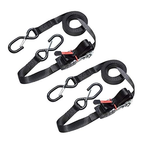 Image of Master Lock 3066EURDAT Ratchet Tie Down Strap with S-Hooks, black, 4.25 m x 25 mm Strap, Pack of 2