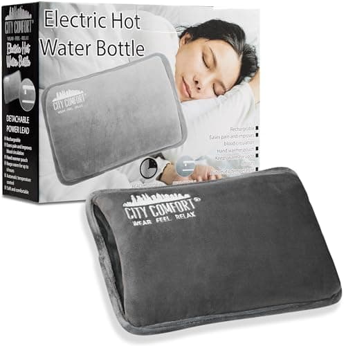 Image of Rechargeable Electric Hot Water Bottle Heat Pad 6 Hour Warmth Temperature Control Detachable Lead Cosy Bed Warmer Hand Warmer Pouch Gifts (Charcoal)