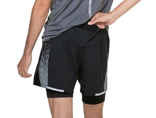 Image of Ronhill Running, Men's Tech Reflect 5" Twin Short, Black/Reflect, L