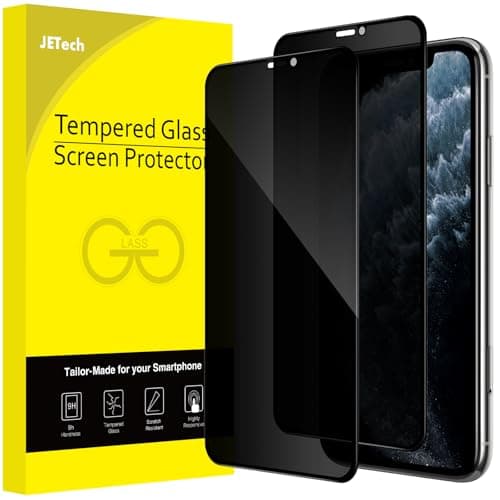 Image of JETech Privacy Full Coverage Screen Protector for iPhone 11 Pro Max/XS Max 6.5-Inch, Anti-Spy Tempered Glass Film, Edge to Edge Protection Case-Friendly, 2-Pack