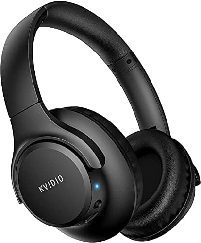 Image of KVIDIO Bluetooth Headphones Over Ear, 65 Hours Playtime Wireless Headphones with Microphone, Foldable Lightweight Headset with Deep Bass,HiFi Stereo Sound for Travel Work PC Cellphone (Black)