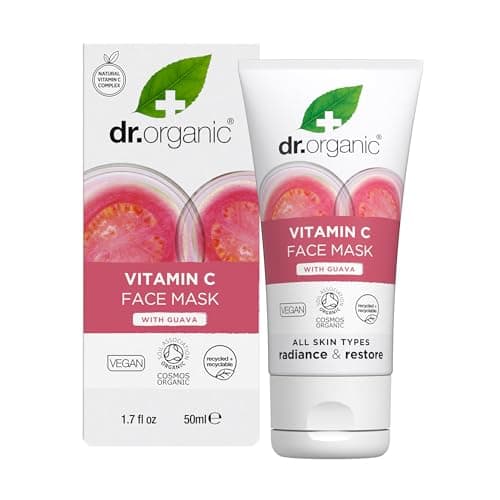 Image of Dr Organic Guava Face Mask, Vitamin C, Brightening, Mens, Womens, Natural, Vegan, Cruelty-Free, Paraben & SLS-Free, Organic, 50ml, Packaging may vary