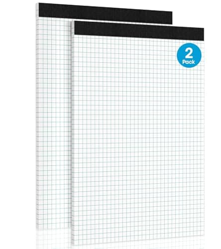 Image of Roneky Graph Paper Pads A4 Graph Notebook, 2 Pack 4x4 Quad Grid Paper, 30 Sheets Engineering Paper, Perforations A4 Lined Pads with Sturdy Cardboard for Drawing, Designing, Math Sketching