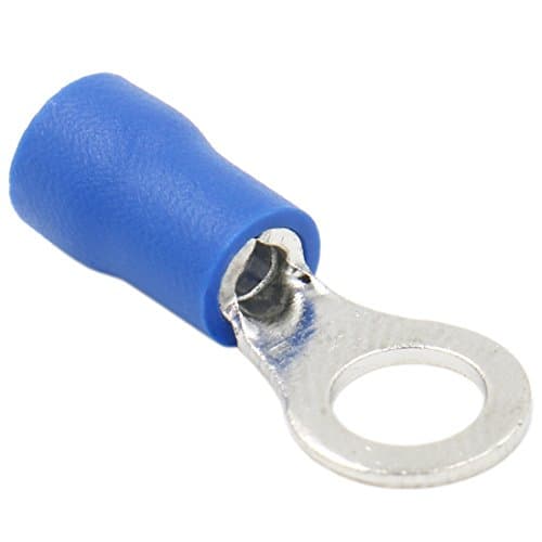 Image of Heschen Ring Terminal Crimp Connectors Vinyl Insulated Wire Electrical Connector, RV2-5S, Stud Size #10, for 1.5-2.5mm² (16-14 AWG), Blue, 100Pack