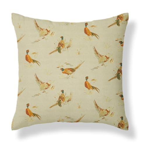 Image of Harrison Cropper Country Animal Print Cushion Cover Stags Hare Cow Pig Pheasant Duck (Large Pheasant, 16")