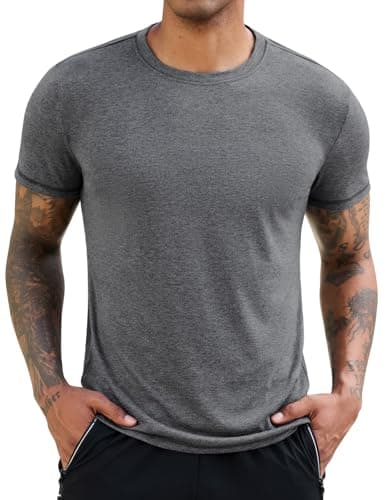 Image of Lonya Men's t-Shirts Crew Neck Short Sleeve Soft Tops Fashion Tshirt Casual Breathable Sports Business Classic Fit Tee Shirt Grey,XL