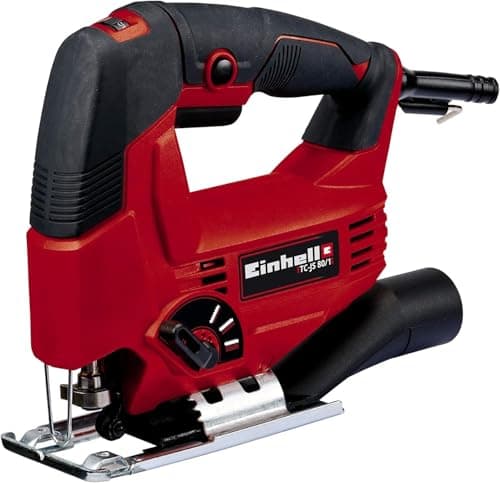 Image of Einhell Jigsaw 550W, 80mm Cutting Depth, Swivel Soleplate for 45° Mitre Cuts, Pendulum Action, Electronic Speed Control, Dust Extractor, Power Saw for Wood, Plastic and Metal TC-JS 80/1