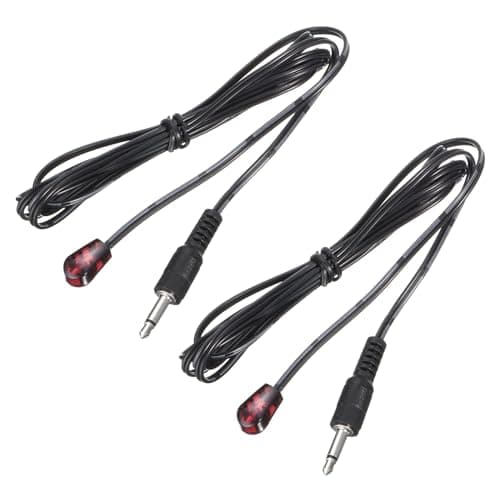Image of sourcing map IR Infrared Emitter Sensor Receiver,Extension Cable 3.5m(4.9ft) Length 3.5mm Jack Single Black with Red Head Pack of 2
