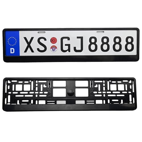 Image of Keyiduid 2 Pack License Plate Holder, Black Car Number Plate Holders, Durable ABS Plastic Front & Rear Number License Plates Frame for Cars, Universal Fit for UK Plates (Black)