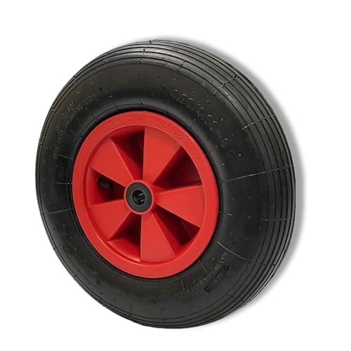 Image of 16" (40cm) Wheelbarrow Wheel Pneumatic Tyre, 25mm Bore Roller Bearing, 200kg Load Capacity