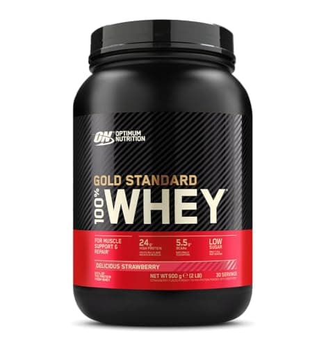 Image of Optimum Nutrition 100 Percent Whey Gold Standard Sports Supplements, 907 g, Delicious Strawberry