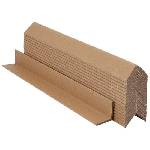 Image of BENECREAT 60 Pack 300x30x30mm/12" x 1.2" x 1.2" Cardboard Corner Protectors, 3mm/0.12" Thick Reinforced Cardboard Edge Protectors, Reinforced Corner Guard Protection for Packaging, Shipping, Storage
