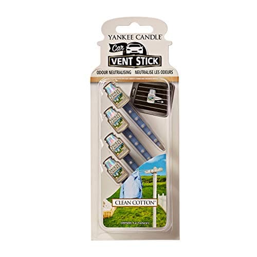 Image of Woodwick Yankee Candle Vent Sticks Car Air Fresheners | Clean Cotton | Pack of 4 | Attaches to Vehicle Air Vent