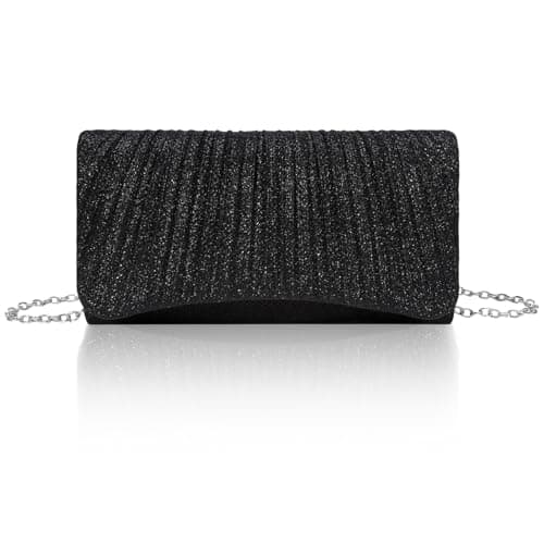 Image of XUDREZ Women Clutch Bag, Glitter Envelope Handbag With Detachable Chain Strap, Elegant Sequins Evening Clutch Purse for Women Wedding Prom Cocktail Party Gifts (Black)