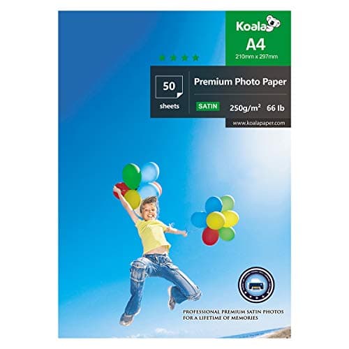 Image of KOALA Inkjet Satin/Oyster Photo Paper A4 Size 297x210mm 250gsm 50 Sheets with Premium Satin Advanced Resin Coated for Canon Hp Epson Inkjet Printer