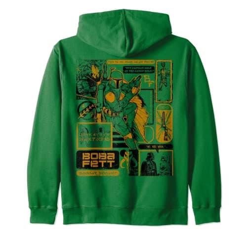 Image of Star Wars Boba Fett Bounty Hunter Aurebesh Distressed Zip Hoodie