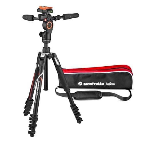 Image of Manfrotto Befree Advanced 3-Way Camera Tripod for Sony's Alpha Cameras, Aluminium Travel MiniTripod, Lever Lock, with 3-Way Fluid Head, for Photo and Video, Vlogging Equipment, Carry Bag, MKBFRLA-3W