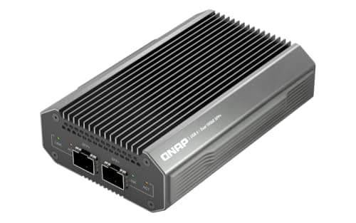 Image of QNAP QNA-UC10G2SF USB 4 Type-C to Dual-Port 10GbE SFP+ Network Adapter, Compatible with USB 4 and Thunderbolt 3/4 Ports