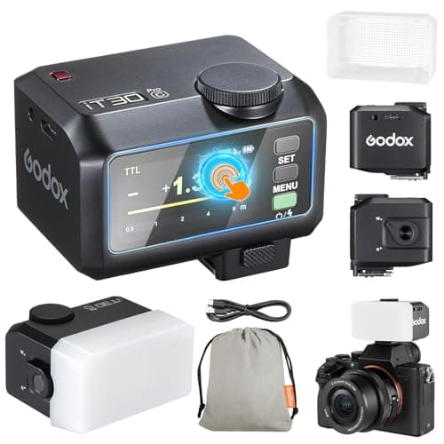 Image of Godox iT30Pro-C iT30Pro C Mini Camera Flash with White Diffuser Speedlite560 Flashes at Full Wireless Master & Receiver Power 2.4G TTL Touchscreen for Canon Camera DSLR (Black)