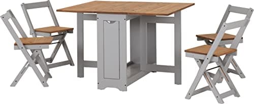 Image of Seconique Santos Butterfly Dining Set in Grey/Distressed Waxed Pine