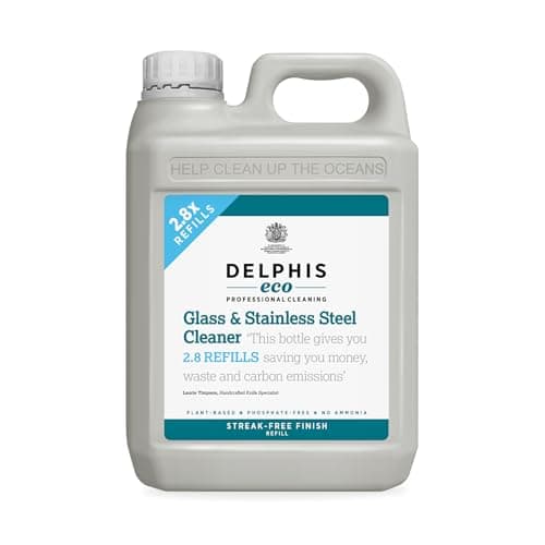 Image of Delphis Eco Glass, Window & Stainless Steel Cleaner 2 Litre Refill | Streak-Free | Natural Plant Based Biodegradable Ingredients