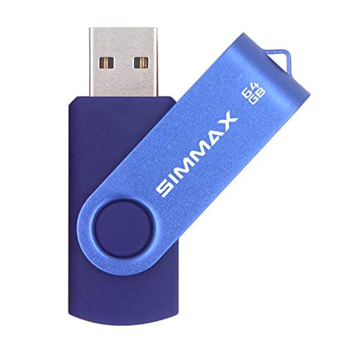 Image of SIMMAX 64GB Memory Stick USB 2.0 Flash Drives Swivel Thumb Drive Pen Drive (64GB Blue)