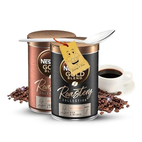 Image of Instant Coffee Bundle Nescafe Gold Blend : 1x Nescafe Roastery Dark Roast (95g) 1x Nescafe Roastery Light Roast (95g) & 1x Little Spoon (Tea Spoon/Coffee Spoon) by Donny & Dev