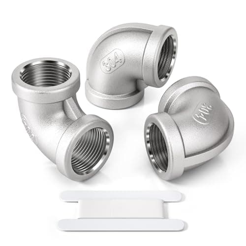 Image of Bwintech 3 Pcs 90 Degree 1/2" Female to 1/2" Female BSP Thread Stainless Steel 304 Elbow Connector Pipe Fitting for Pipe Connecting Conversion
