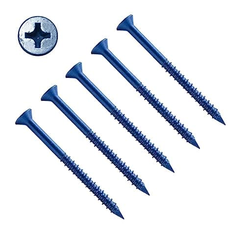 Image of TERF® Masonry Concrete Screw 4.8mm X 100mm Philip Drive Flat Countersunk Head Blue Finish Anti Corrosion Concrete Screws 4.8mm X 100mm for Anchor Masonry Concrete Brick Block - Pack of 25