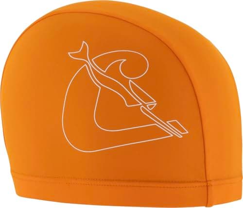 Image of Cressi Tago Swim Cap Spandex, Adult Swimming Cap in Spandex, Orange/White, One Size