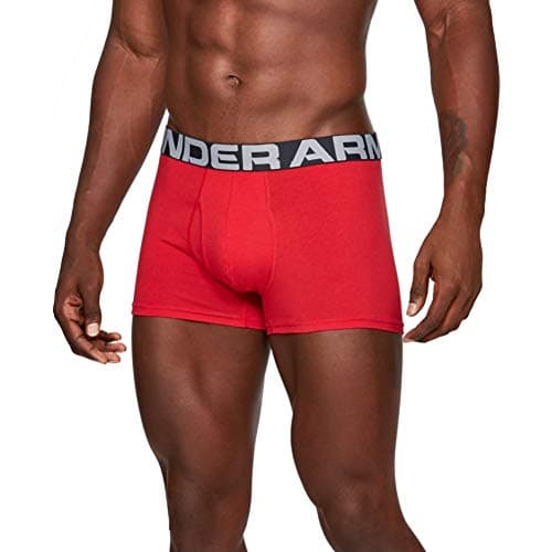 Image of Under Armour Men's Charged Cotton 3" Boxerjock - 3 Pack Underwear, Red (600 Mod Gray Medium Heather, S UK