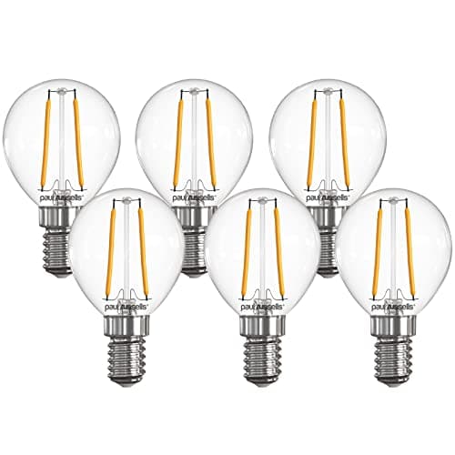 Image of Paul russells LED Filament Golf Ball Light Small Edison Screw E14, 25w Equivalent 2.5W 250LM Mini Globe G45 LED Bulbs, 2700K Warm White, Energy Saving Chandelier Non-Dimmable Lightbulbs, 6 Pack