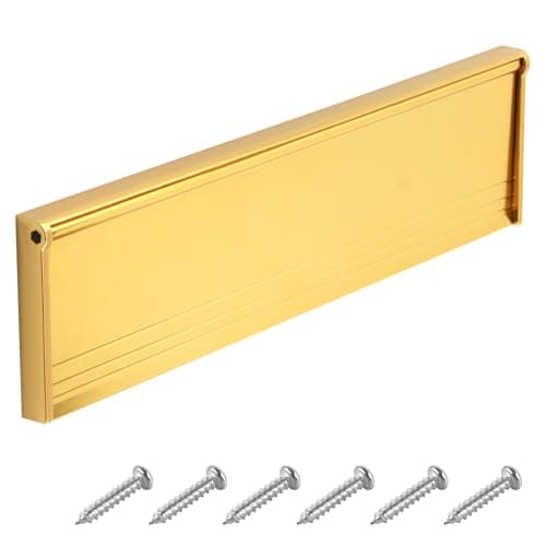 Image of 11.5 Inch Internal Letter Box Draught Excluder Metal Letter Box Flap Door Letterbox Flap Cover with Brush & Flap Gold Brass Finish Letter Box Cover for Wood, uPVC & Composite Doors