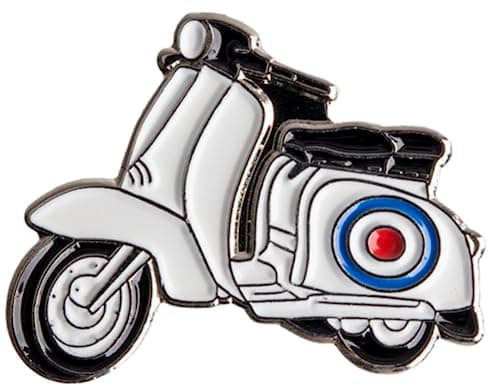Image of Moped Scooter Rally Enamel Pin Badge – Mod Northern Soul Metal Lapel Badge (3cm x 2cm) – Retro Motorbike Style Pin for Jacket, Bag or Hat