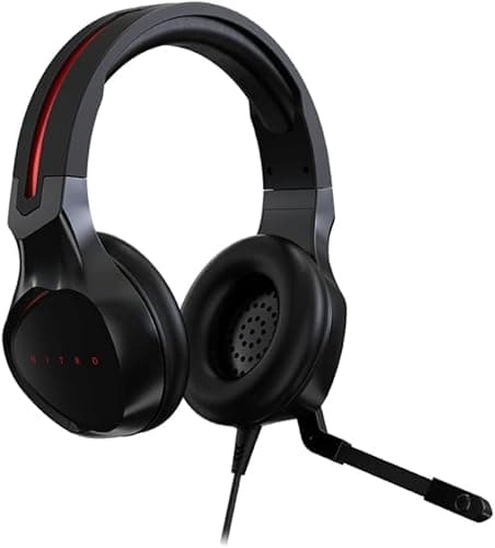 Image of acer Nitro Gaming Headset with Flexible Omnidirectional Mic, Adjustable Headband, Black (NHW820 – Renewed)