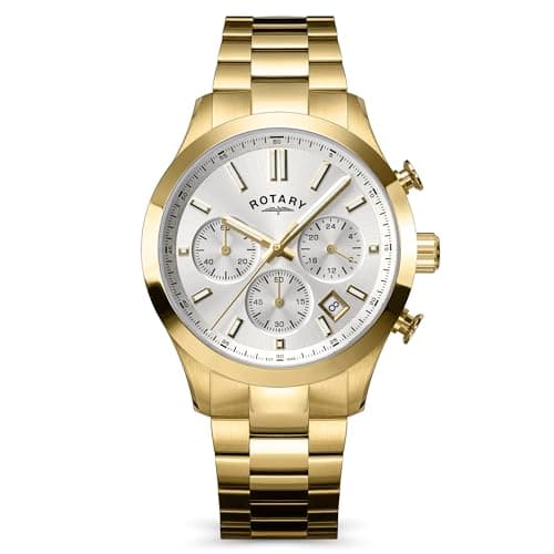 Image of Rotary Men's Heritage Chronograph Gold Plated Stainless Steel Bracelet Watch