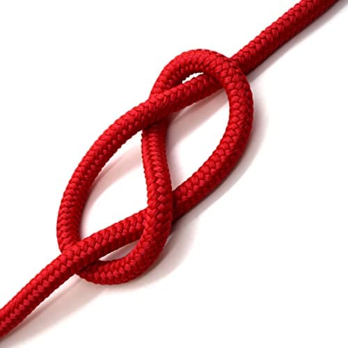 Image of Red Polypropylene Rope, Solid Braided Poly Rope Cord Twine for Boat Yacht Dock Line Camping Washing Line (12 mm x 10 metres / 32.8 ft)