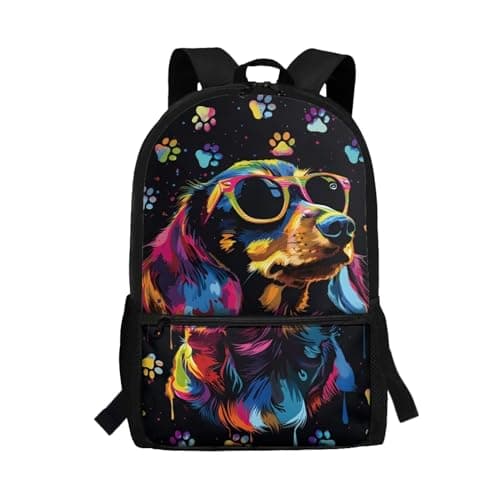 Image of POLERO UOIMAG Dachshund Backpack for Sausage Dog Lovers Funny School Bag Bookbag Casual Daypack Travel Rucksack