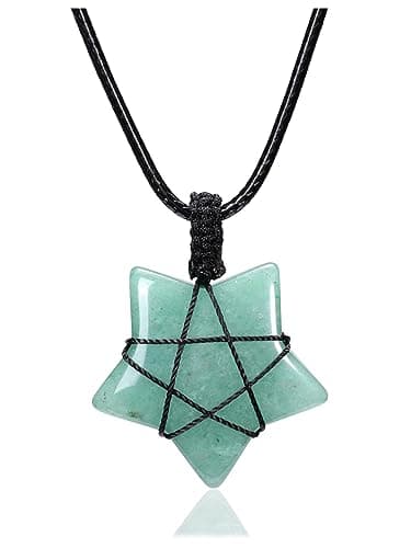 Image of CrystalTears Green Aventurine Crystal Star Necklace for Women Natural Healing Crystal Gemstone Pendant Necklace Adjustable Quartz Crystal Stone Necklace Jewelry Gift for Her Christmas