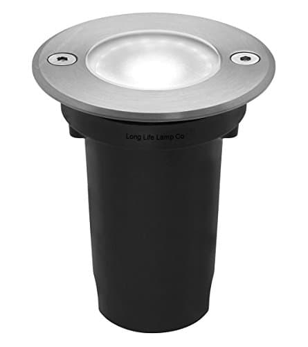 Image of Zenon Lighting Collection 5w LED Outdoor Ground Walkover Light Round Cool White Brushed Chrome Finish Decking Pathway Recessed Uplighter GL02