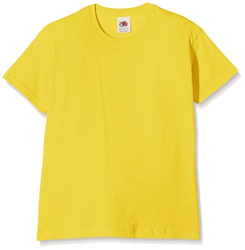 Image of Fruit of the Loom Unisex Kids Original Crew Neck Short Sleeve T-Shirt, Yellow (gelb), 7-8 Years (Manufacturer Size: 128)
