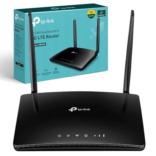 Image of TP-Link AC1200 4G+ Cat4 Wireless Dual Band Router, 4X10/100Mbp ports, 4G Network Micro SIM Slot Unlocked, Connects up to 64 Devices, Plug and Play, Guest & Parental Control, UK Plug (Archer MR400)