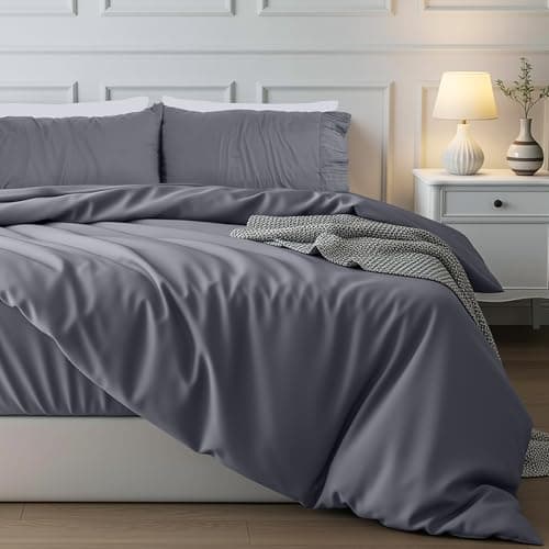 Image of Utopia Bedding Super King Duvet Cover Set – Duvet Cover with Ruched Hem Pillow Cases – Soft Microfiber Polyester – Decorative Super King Size Duvet Cover (Grey)
