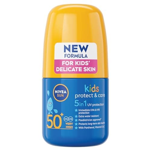 Image of NIVEA Sun Kids Protect & Care SPF 50+ Roll On (50ml), Sunscreen with SPF 50, Roll-On Kids Sun Cream for Delicate Skin, Immediately Protects Against Sun Exposure
