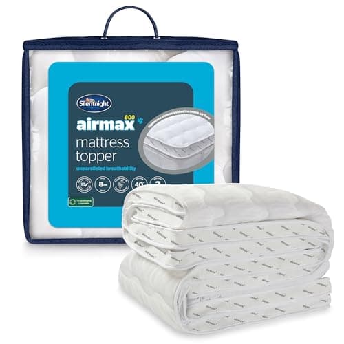 Image of Silentnight Airmax 800 King Mattress Topper - Extra Thick Deep Fitted Mattress Enhancer with 8cm Thick Cushioning, Mesh Sides to Increase Airflow and Elasticated Straps - King - 200x150cm